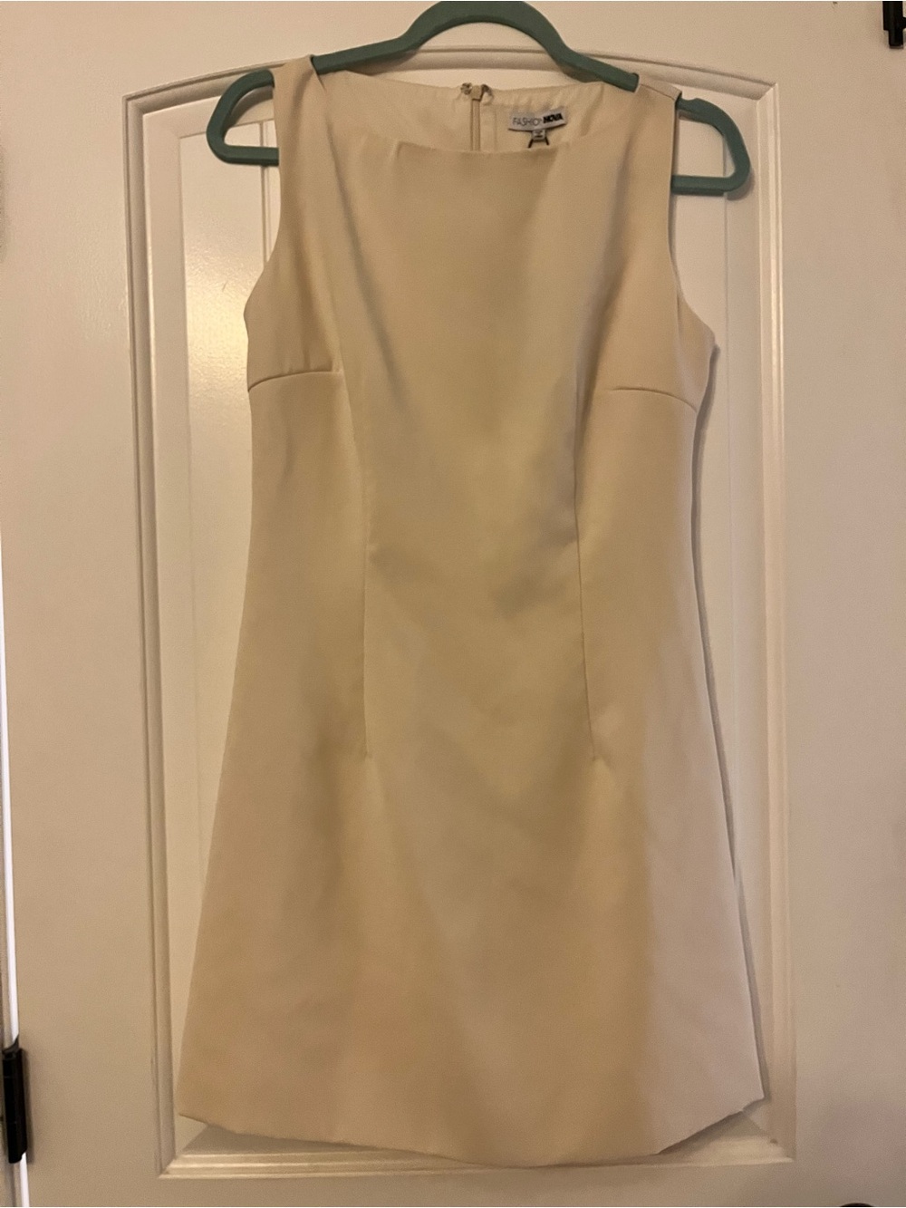 Fashion Nova Cream Sleeveless Sheath Dress